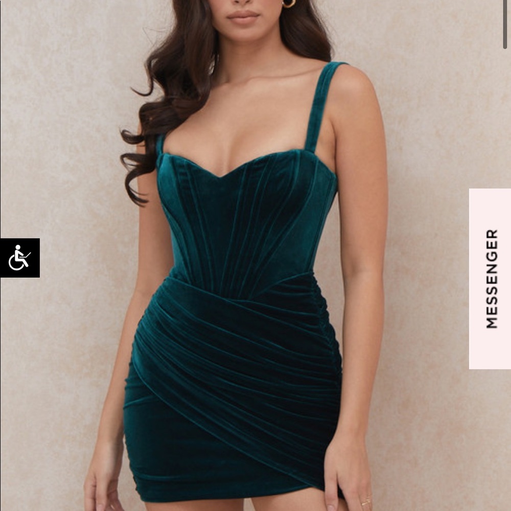 House of CB YAZ Emerald Velvet Dress